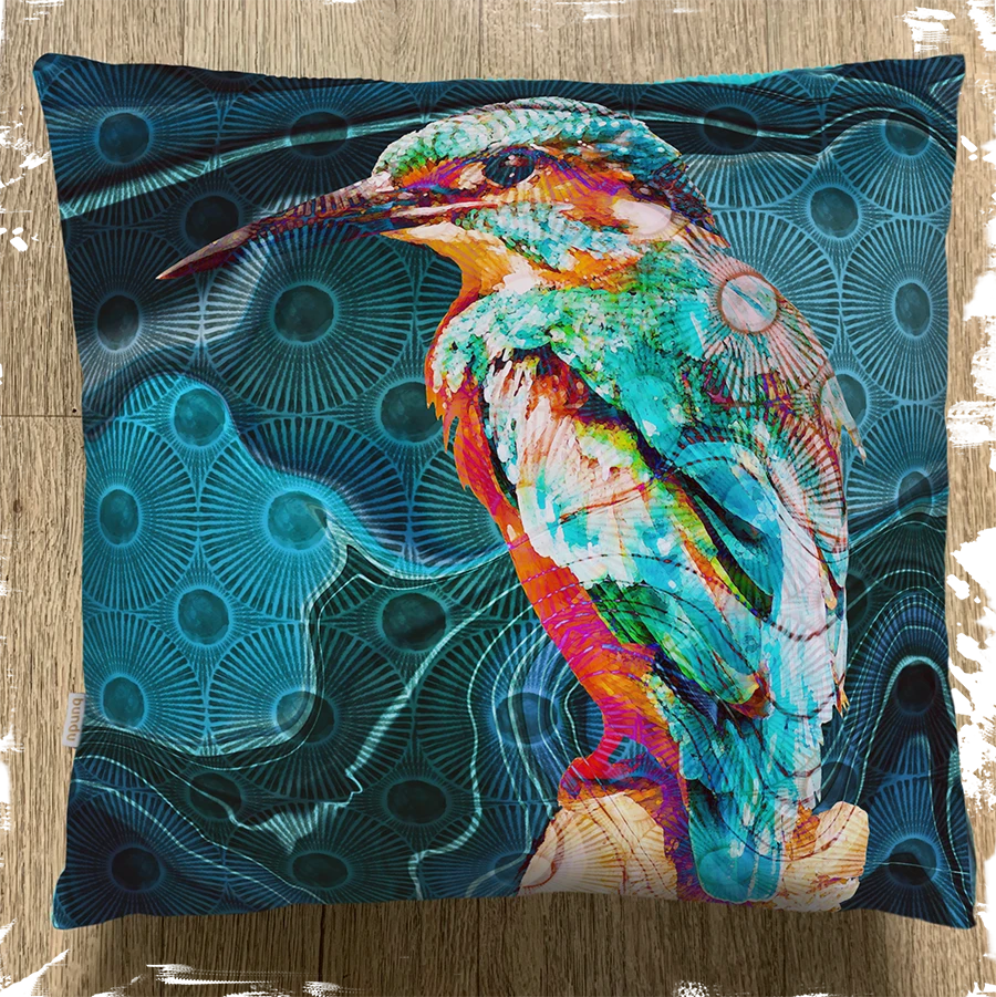 cushion kingfisher 45x45cm
