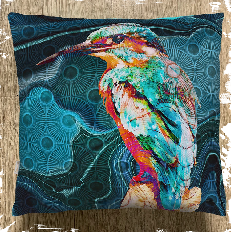 cushion kingfisher 45x45cm