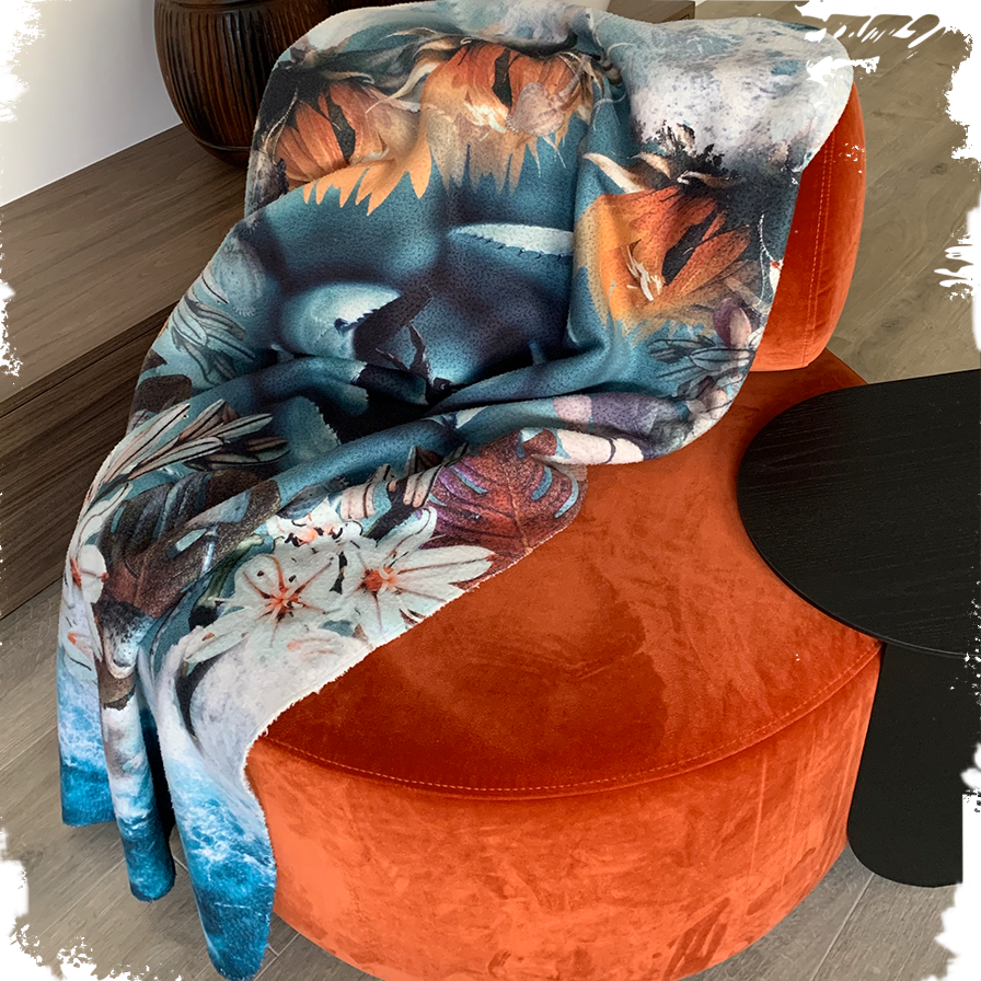 Ocean flora Deken, teddy fleece, 100cm x 150cm