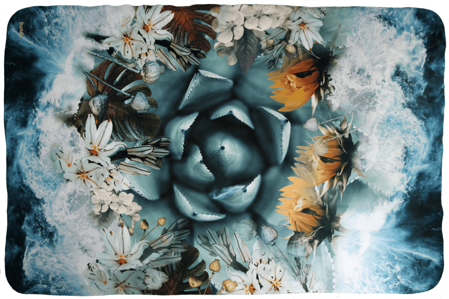 Ocean flora Deken, teddy fleece, 100cm x 150cm