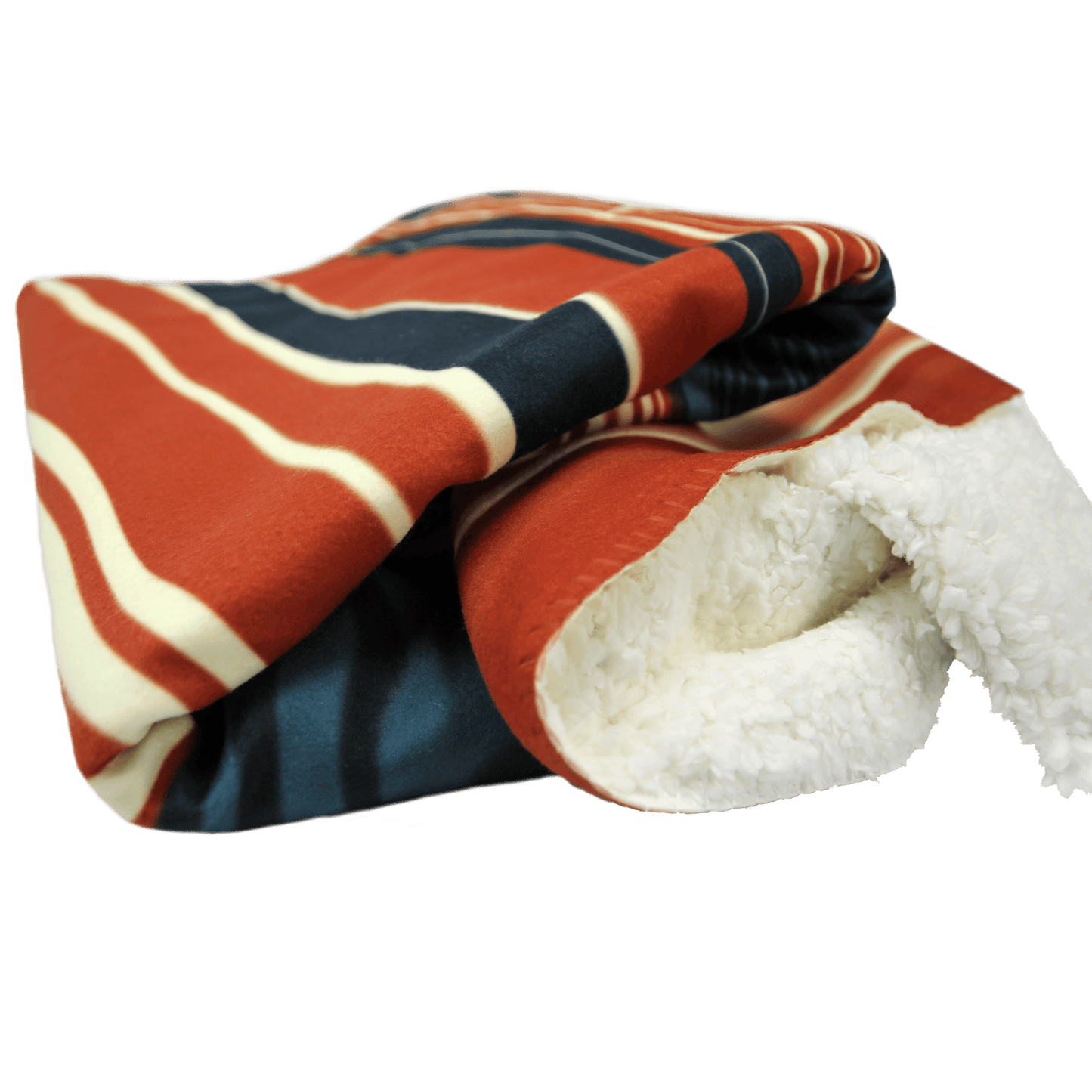 Orange & Petrol stripe Deken, teddy fleece, 100cm x 150cm