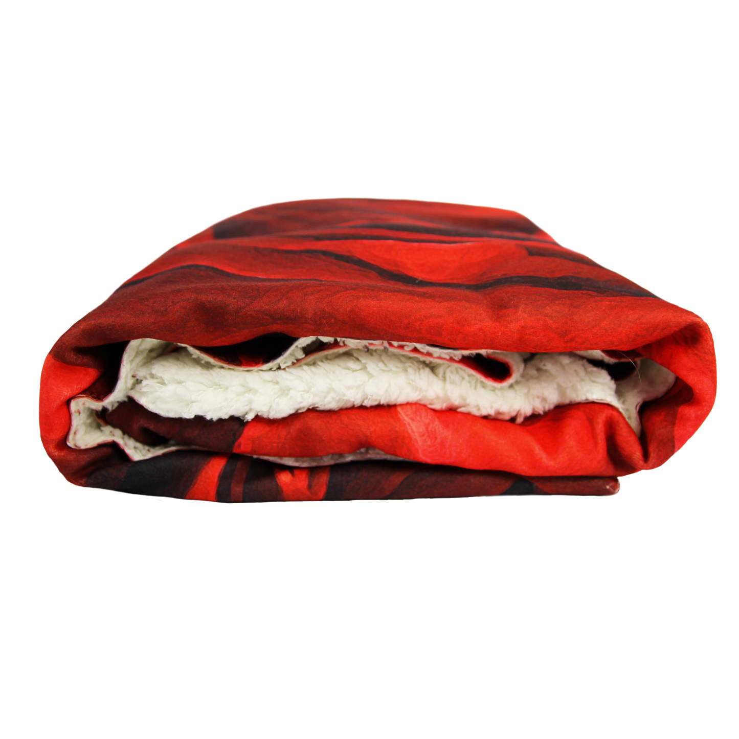 Red rose Deken, teddy fleece, 100cm x 150cm