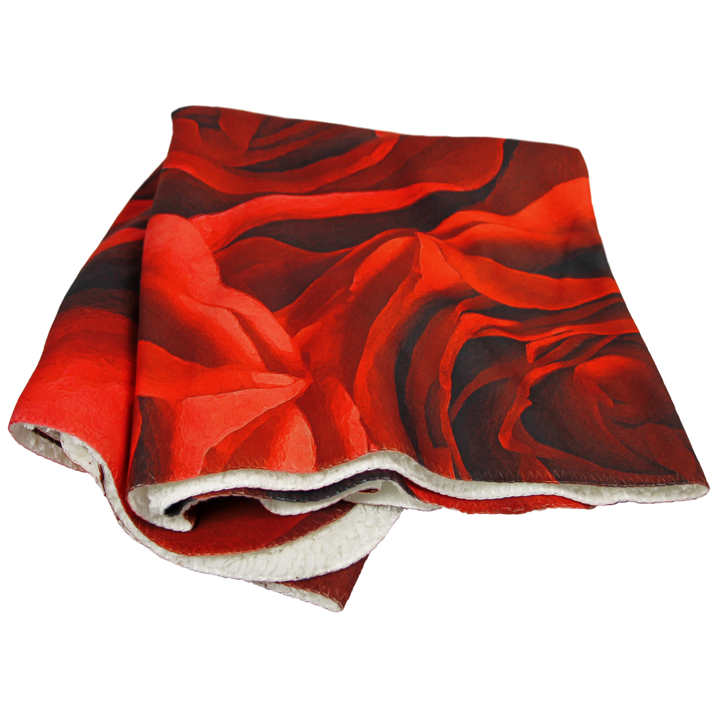 Red rose Deken, teddy fleece, 100cm x 150cm
