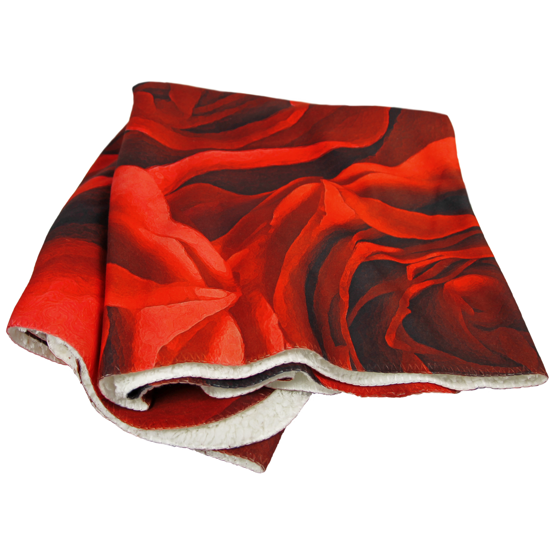 Red rose Deken, teddy fleece, 100cm x 150cm