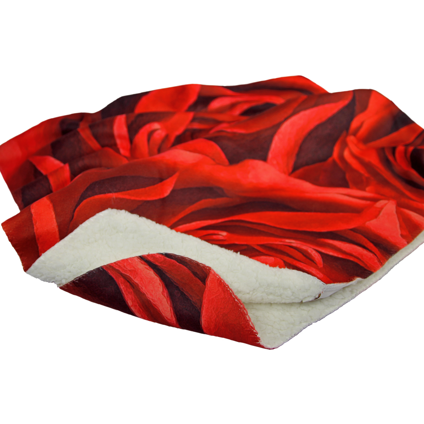 Red rose Deken, teddy fleece, 100cm x 150cm