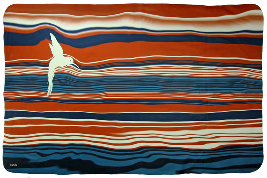 Orange & Petrol stripe Deken, teddy fleece, 100cm x 150cm