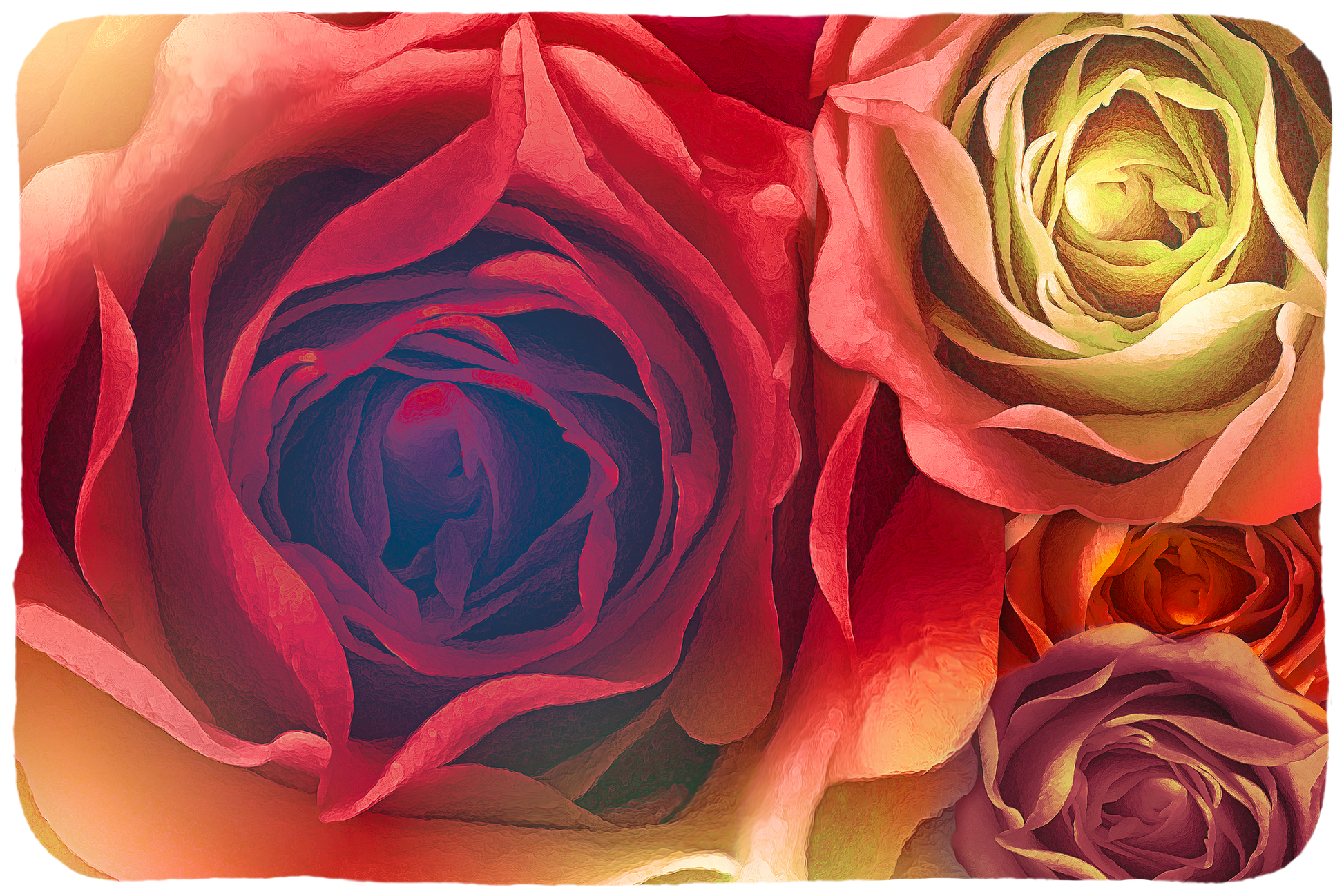 Rainbow rose Deken, teddy fleece, 100cm x 150cm