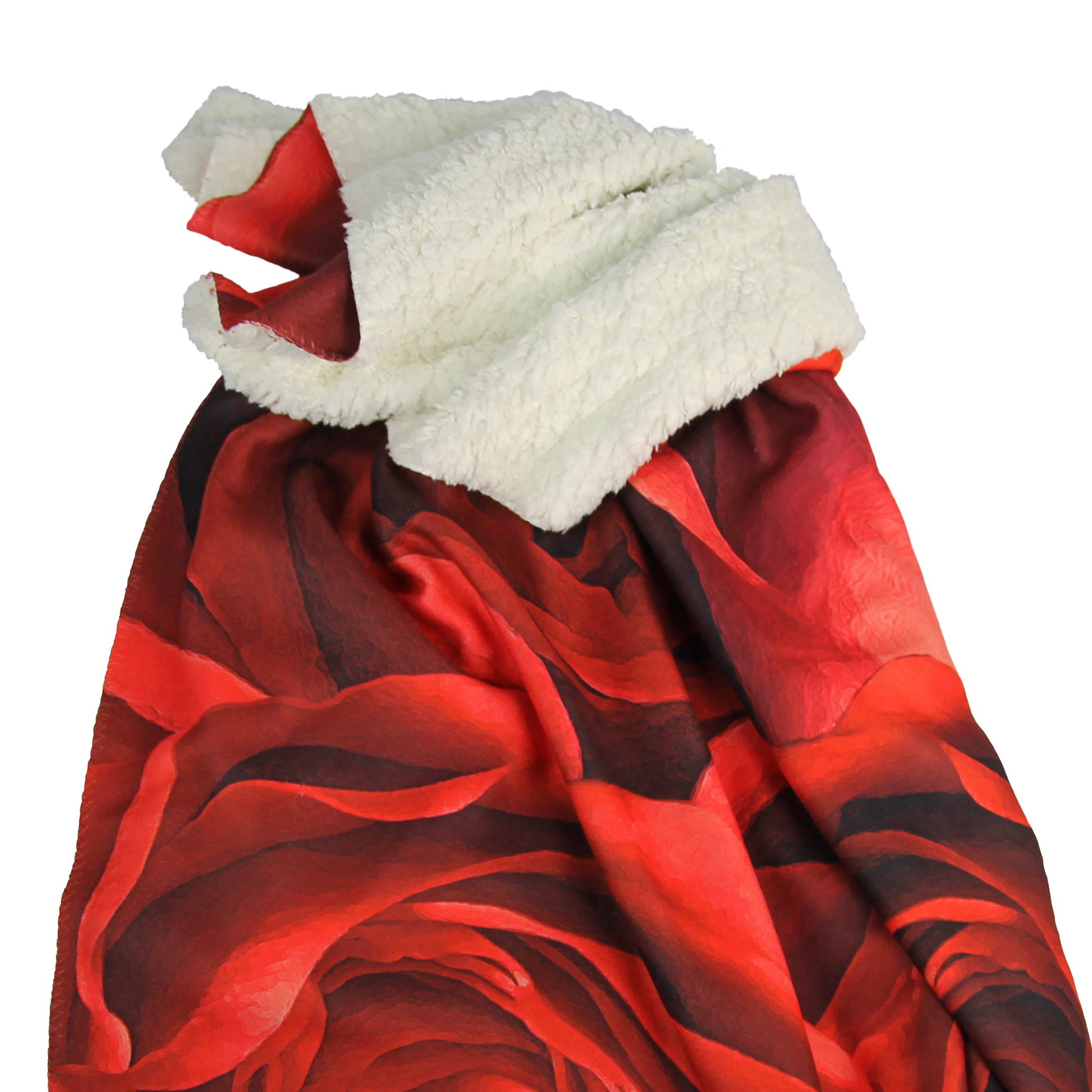 Red rose Deken, teddy fleece, 100cm x 150cm
